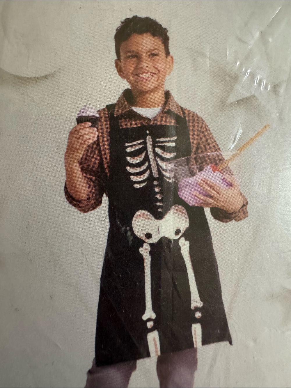 Kids Black Skeleton Apron Costume - Classic Halloween Skeleton